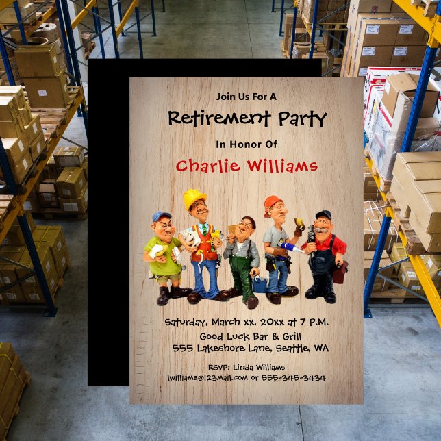 Invitation Funny Caricature Retirement Party  (Fun Retirement Party Casual with RSVP Invitation)
