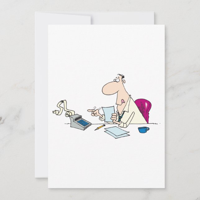 Invitation Funny Cartoon Comptable Bureau Humour (Devant)