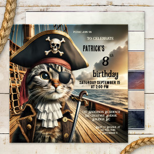 Invitation Funny Chat Pirate Anniversaire