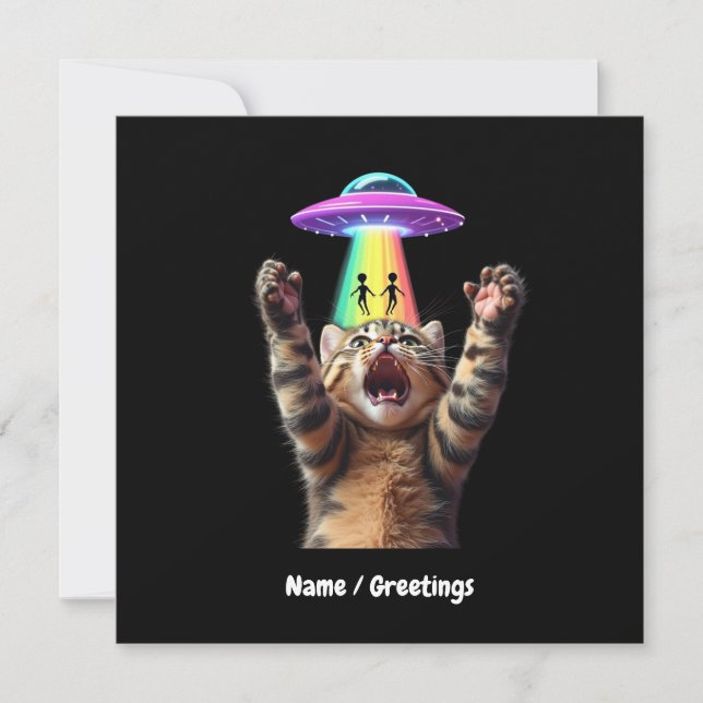 Invitation Funny Chat Selfie Alien UFO Hilariant personnalisa (Devant)