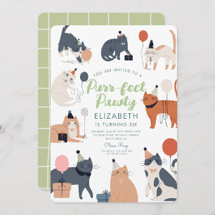 Invitation Funny Chats mignon Purrfet fête d'anniversaire