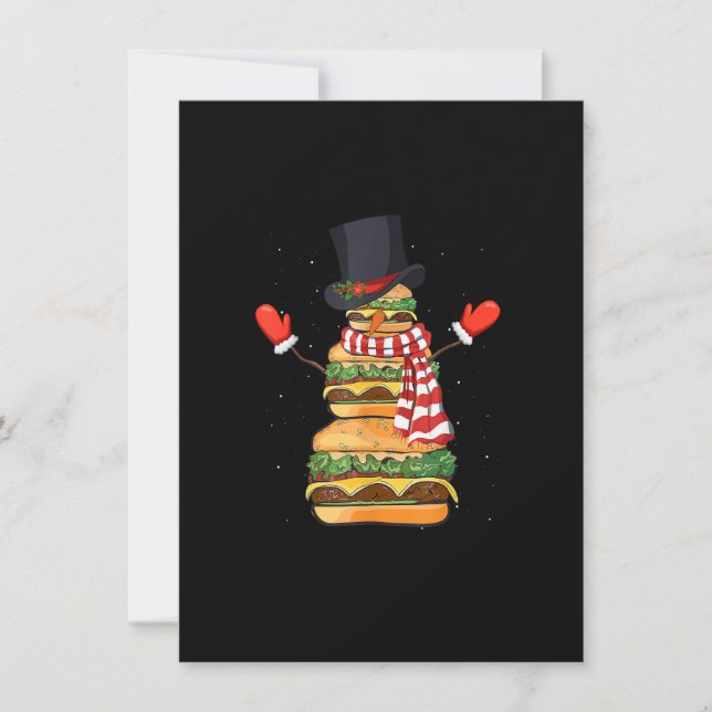 Invitation Funny Christmas Snowman Hamburger Xmas Cheeseburge (Devant)
