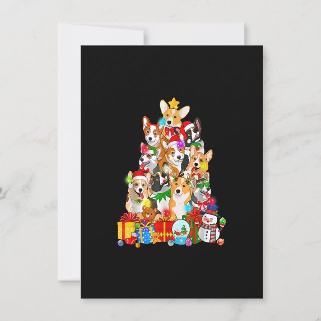 Invitation Funny Corgi Noël Lumières Amoureux des chiens cade (Devant)
