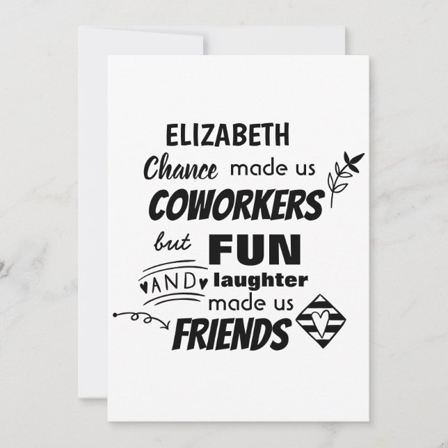 Invitation Funny COWORKER Quitter Goodluck Adieu ami (Devant)