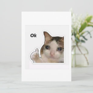 Invitation Funny Crying Cat Thumbs Up Meme Sticker - Ok Cat