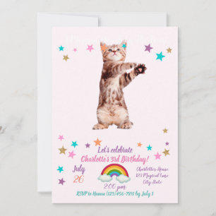 Invitation Funny debout chaton joueuse