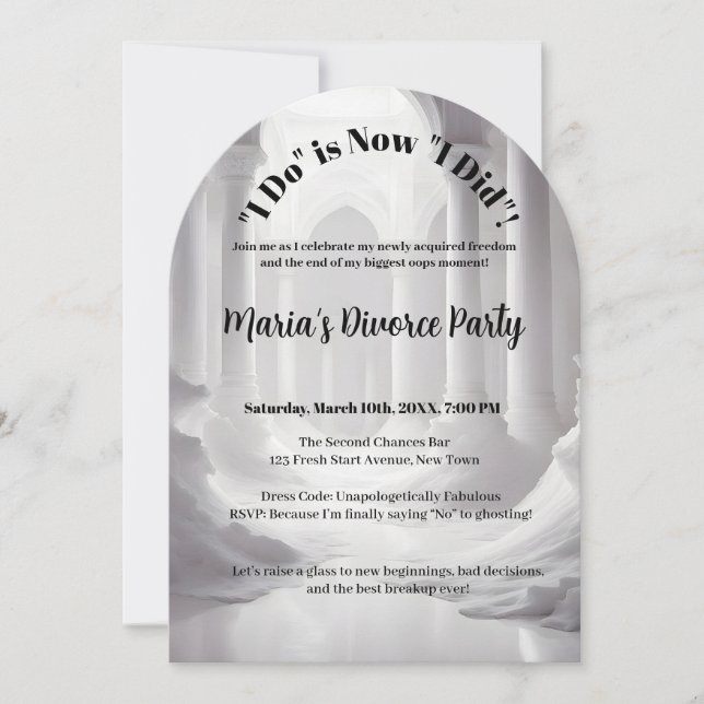 Invitation Funny Divorce Freedom Celebration Single Glam (Devant)
