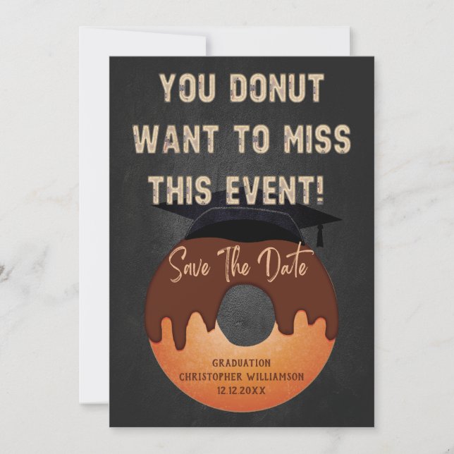 Invitation Funny Donut Graduation Party Événement Enregistrer (Devant)