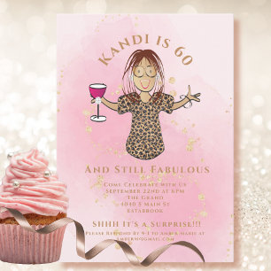 Invitation Funny Fabulous 60 Blush Gold Ethnic 60e anniversai