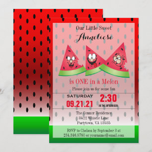 Invitation Funny Face Watermelon Enfant's 00th Birthday