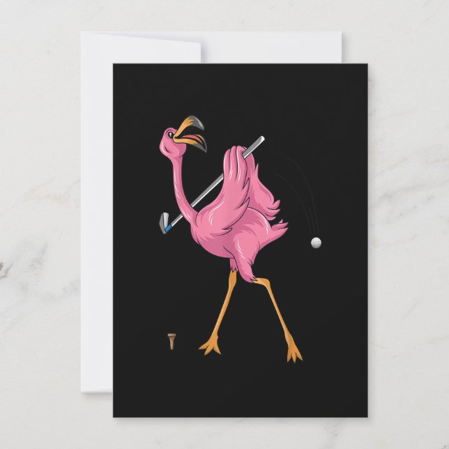 Invitation Funny Flamant rose Golf Flamant rose Golf Flamant  (Devant)