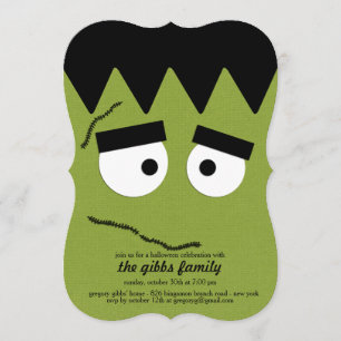 Invitation Funny Frankenstein Face pour la fête d'Halloween