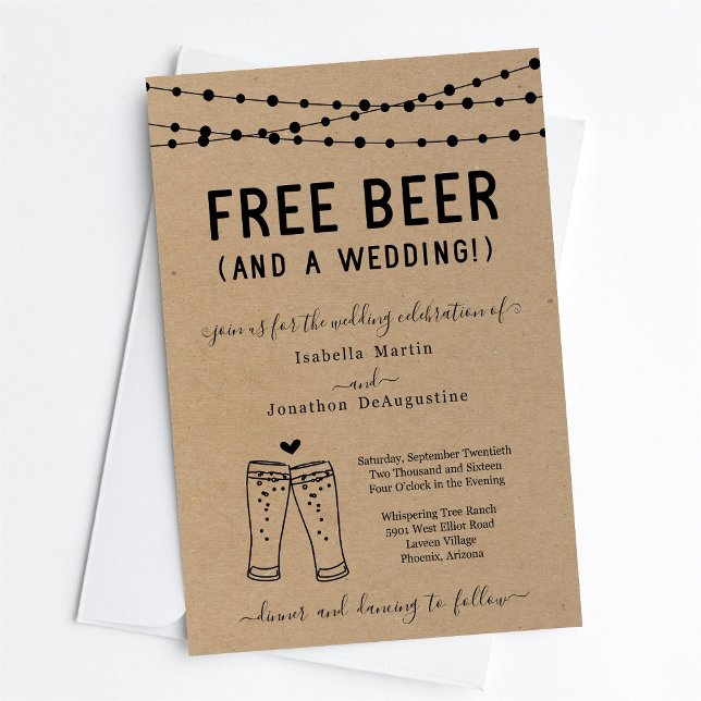 Invitation Funny Free Bière et un Mariage (Créateur téléchargé)