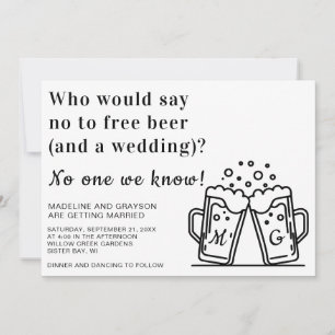 Invitation Funny Free Bière et un Mariage