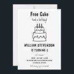 Invitation Funny Free Cake Joke 2e Simple Quirky Birthday<br><div class="desc">Prêt pour quelques rires (et peut-être un peu de gâteau) ? Notre "Gâteau Gratuit (et un Anniversaire)" Drôle Invitation est parfait pour toute personne qui aime une bonne blague et un design simple et élégant! Avec un style joyeux dessiné à la main en noir et blanc classique, cette invitation privilégie...</div>