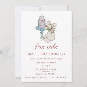 Invitation Funny Free Cake Womens 90e anniversaire