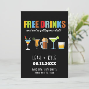 Invitation Funny Free Drink Photo Wedding Save the Date