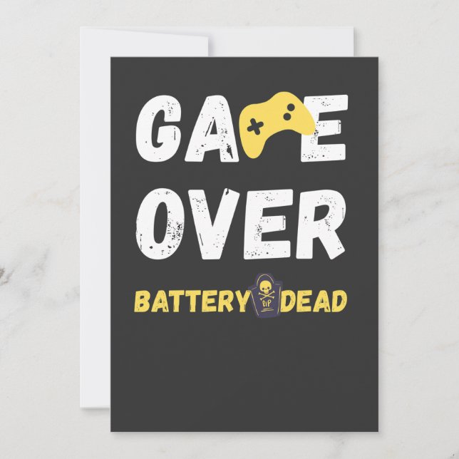 Invitation Funny Game Over Battery Dead Art (Devant)