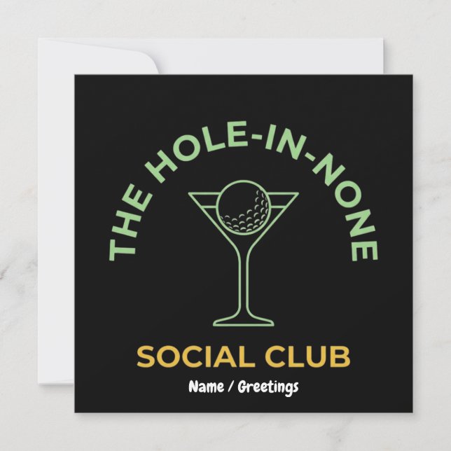 Invitation Funny Golf Social Club Humor Hole-In-None Martini  (Devant)