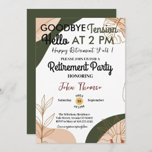 Invitation Funny Goodbye Tension Bonjour Retraite Parti