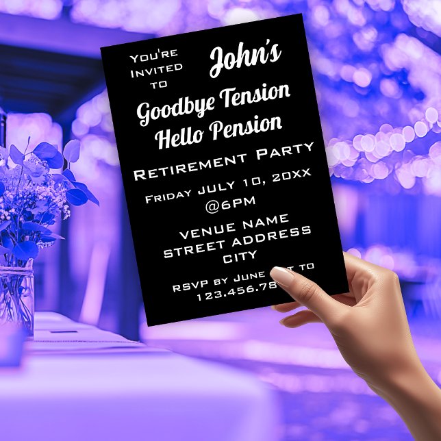 Invitation FUNNY Goodbye Tension Papa Retraite Party (FUNNY Goodbye Tension Dad Retirement Party Invitation)