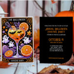 INVITATION FUNNY HALLOWEEN COCKTAIL GLASS GHOST BATS<br><div class="desc">Invitation vos invités à une nuit de boos et de brasses avec cette invitation de cocktail Halloween ludique et élégant! Avec une illustration amusante d'un verre de cocktail entouré de chauves-souris et d'adorables fantômes, ce design mêle l'humour d'Halloween à une touche d'élégance. Les riches tons noir, violet et blanc apportent...</div>