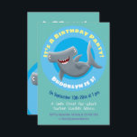 Invitation Funny Hammerhead requin anniversaire personnalisé<br><div class="desc">Ce joyeux requin marteau affamé est à la recherche de sa prochaine collation à une fête. Dessiné dans un style d'illustration de dessin animé amusant.</div>