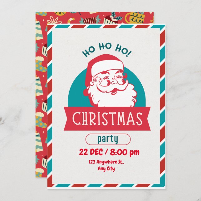 Invitation Funny Ho Ho Holy Retro Père Noël Face Noël (Devant / Derrière)