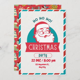 Invitation Funny Ho Ho Holy Retro Père Noël Face Noël