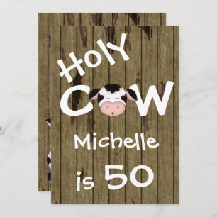 Invitation Funny Holy Cow 50th Humorisore Birthday Party