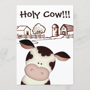 Invitation Funny Holy Cow Farm Humoristique 70e fête d'annive