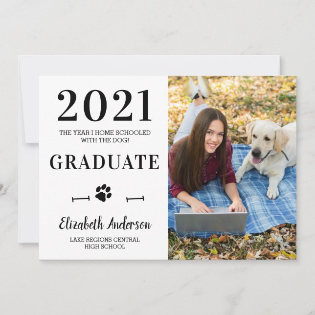 Invitation Funny Home School Dog Class 2021 - Diplôme photo (Devant)