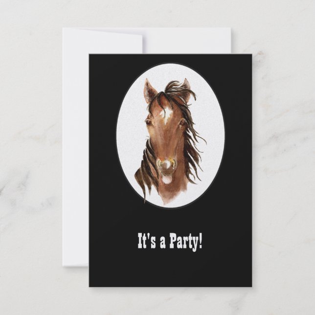 Invitation Funny Horse Western Thème Anniversaire Personnalis (Devant)