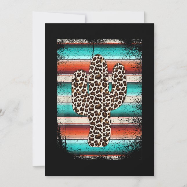 Invitation Funny Leopard Cactus Serape Cactus imprimé Turquoi (Devant)