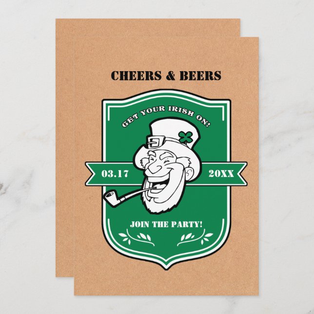Invitation Funny Leprechaun St. Patrick's Day Party (Devant / Derrière)