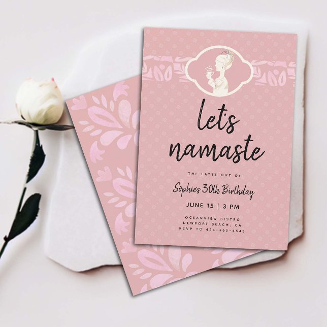Invitation Funny Lets Namaste Latte Women 30e Anniversaire Pa (funny 30th birthday invitation for women coffee latte party namaste yoga joke clean elegant classy)