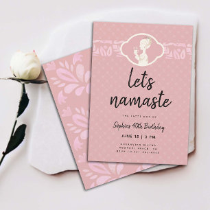 Invitation Funny Lets Namaste Latte Women 40e Anniversaire Pa
