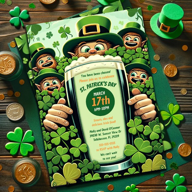 Invitation Funny Lucky Leprechauns St. Patrick's Day Party (Créateur téléchargé)