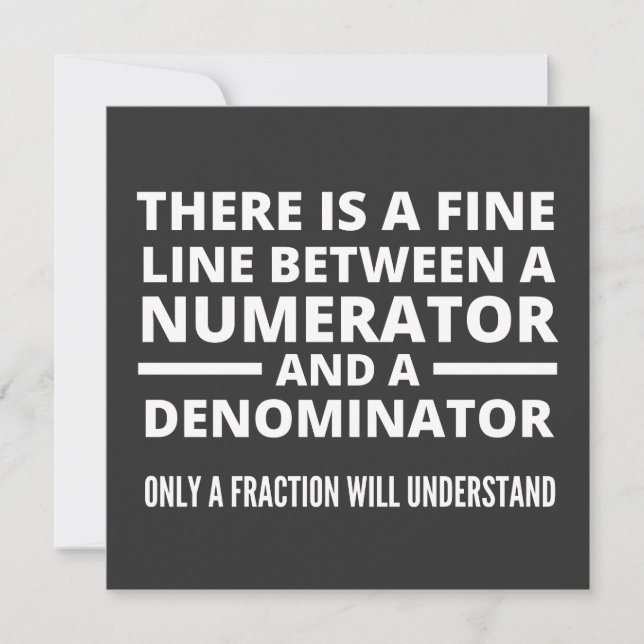 Invitation Funny Math FINE LIGNE NUMÉRATEUR DENOMINATEUR (Devant)