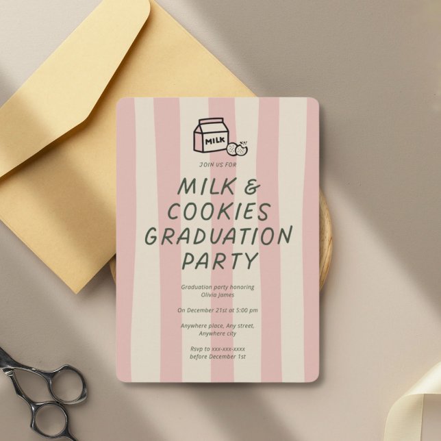 Invitation Funny, milk and cookies graduation party  (Créateur téléchargé)