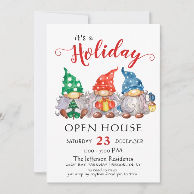Invitation Funny Père Noël Gnomes Noël Holiday Open House (Devant)