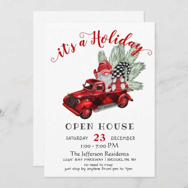 Invitation Funny Père Noël Gnomes Noël Holiday Open House (Devant / Derrière)