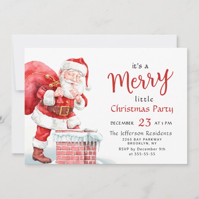 Invitation Funny Père Noël Joyeux Noël Petite fête (Devant)