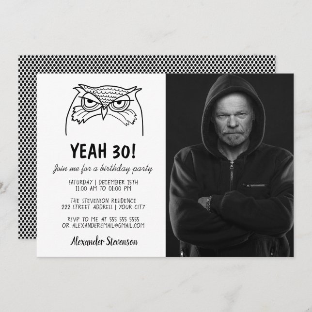 Invitation Funny Photo 30e anniversaire (Devant / Derrière)