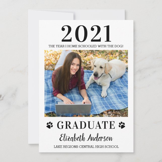 Invitation Funny Photo Accueil École Classe Chien 2021 Gradua (Devant)
