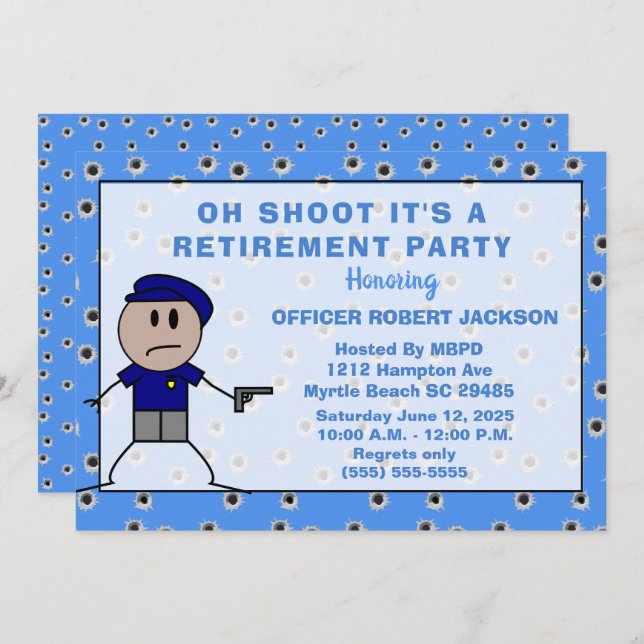Invitation Funny Police Oh Shoot Retirement (Devant / Derrière)