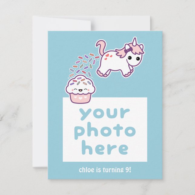 Invitation Funny Pooping Unicorn Photo Anniversaire Invitatio (Devant)