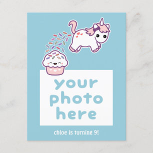 Invitation Funny Pooping Unicorn Photo Anniversaire Invitatio