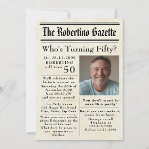 Invitation Funny Qui tourne le 50e anniversaire du journal
