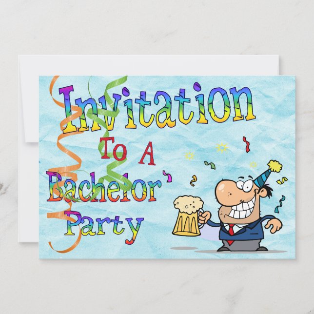Invitation Funny Rainbow Text Bachelor Party (Devant)